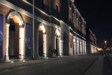 Portsmouth Dockyard at night clipart