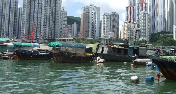 Barche spazzatura in Hong Kong — Foto Stock