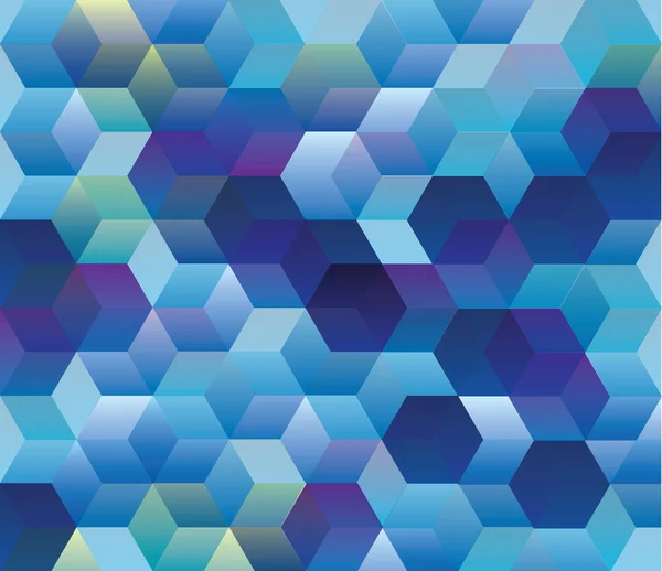 Sechseckige Muster, abstrakter Hintergrund, Würfel, Mehrfarbig, kalter Ton, Bunt — Stockvektor