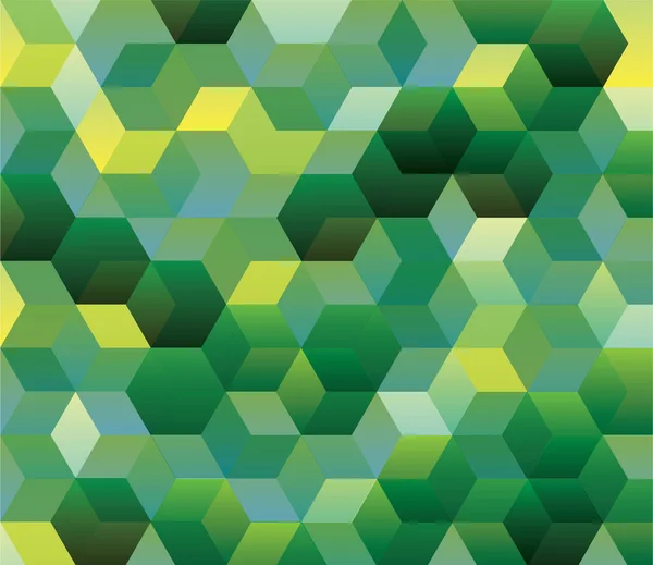 六角形のパターン、抽象的な背景、キューブ、多色、緑のトーン、カラフルなコル トーン — ストックベクタ