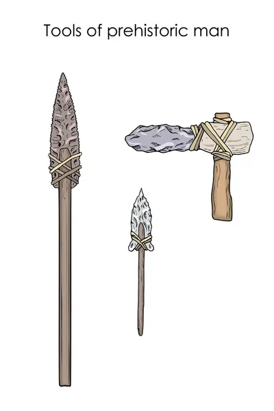 Verktyg av förhistoriska människan, vapen förhistoriska människan — Stock vektor