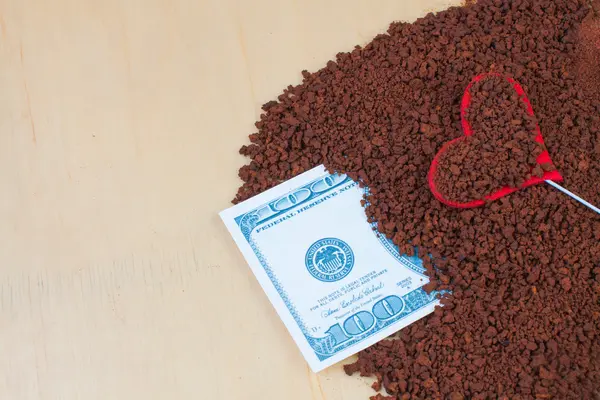 Instant kaffe med dollar - Stock-foto