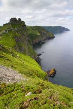 Beautiful Devon coastline of the Valley of Rocks near Lynton Devon clipart