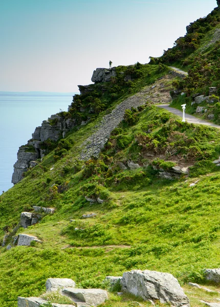 Sentiero costiero sud-occidentale visto da Castle Rock nella Valle delle Rocce vicino Lynton Devon — Foto Stock