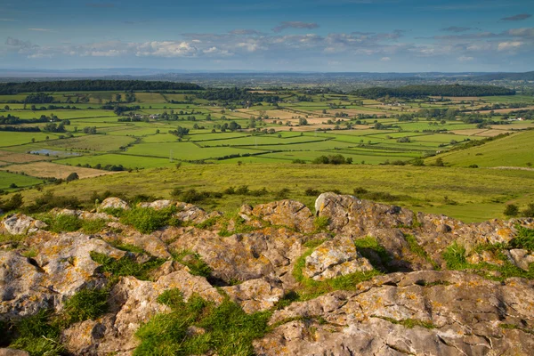 Kilátás a tetején, Crook csúcs Somerset Anglia — Stock Fotó