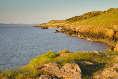 Sand Point coastline in Sand Bay Weston-super-Mare Somerset clipart