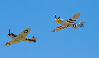 Spitfire and Mustang airplanes clipart