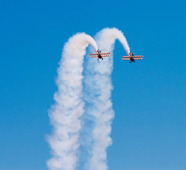 stock image Wing Walkers on biplane