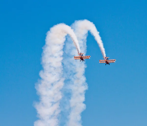 stock image Wing Walkers on biplane