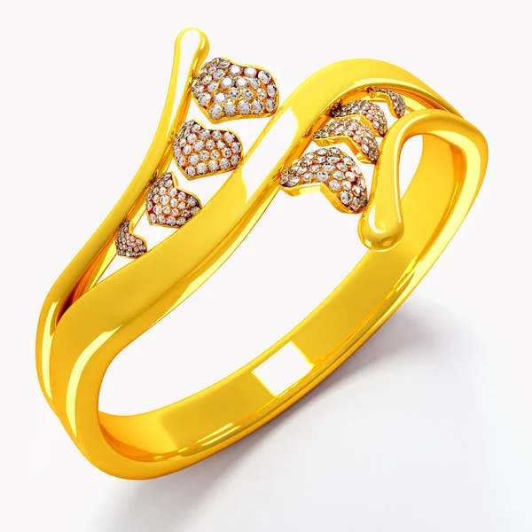 Prsten zlatý srdce — Stock fotografie