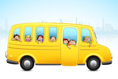 Kids in School Bus clipart