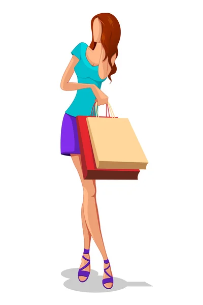 Dame met boodschappentas — Stockvector