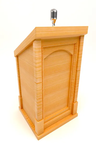 Fából készült Pódium mikrofonnal — Stock Fotó