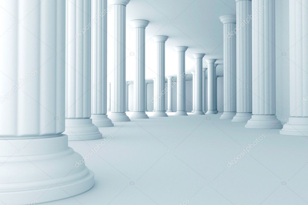 Pillars in corridor