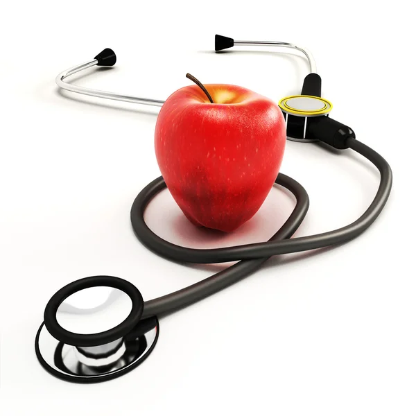 Stetoskop med äpple — Stockfoto
