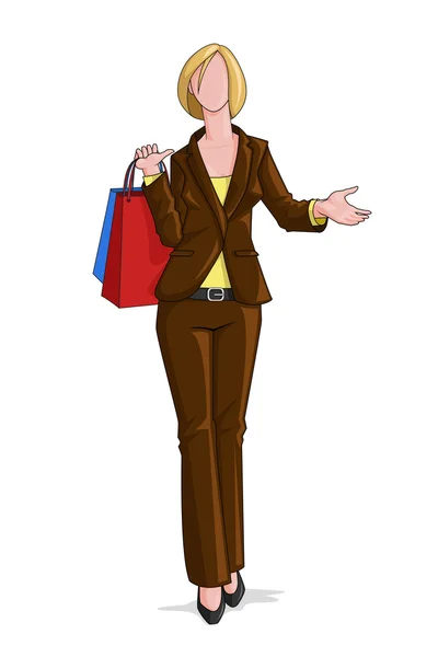 Kvinnan shoppar — Stock vektor