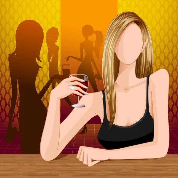 Dame dans le bar — Image vectorielle