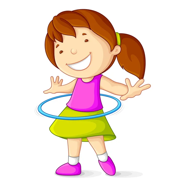 Menina brincando com Hula Hoop — Vetor de Stock