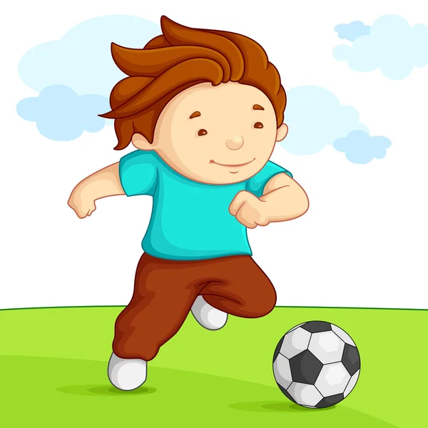 Çocuğun futbol oynuyordu — Stok Vektör