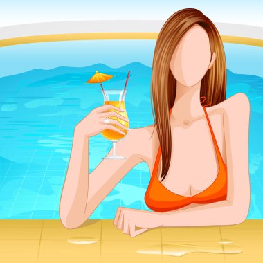 Lady in Swimming Pool clipart