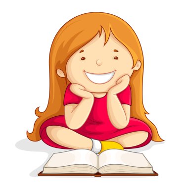 Kid reading Open Book clipart