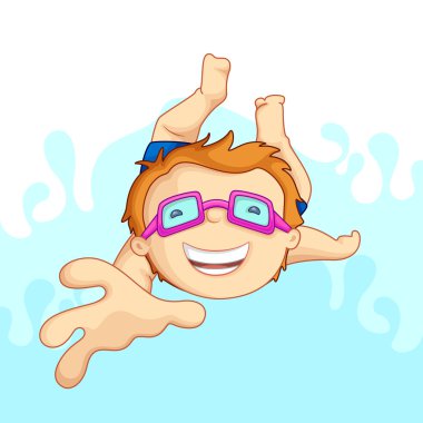 Kid in Swimming Pool clipart