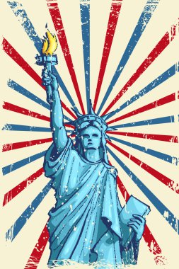 Statue of Liberty on American Flag Backdrop clipart