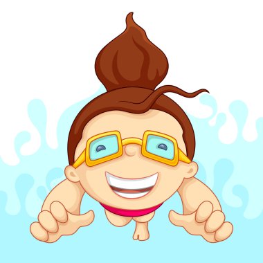 Girl in Swimming Pool clipart