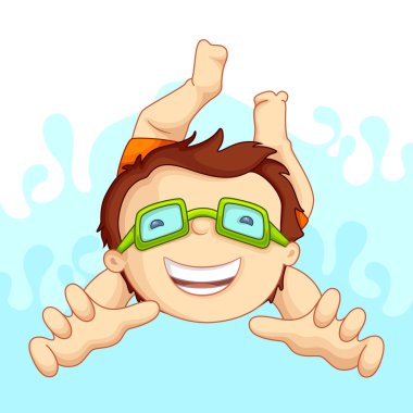 Kid in Swimming Pool clipart