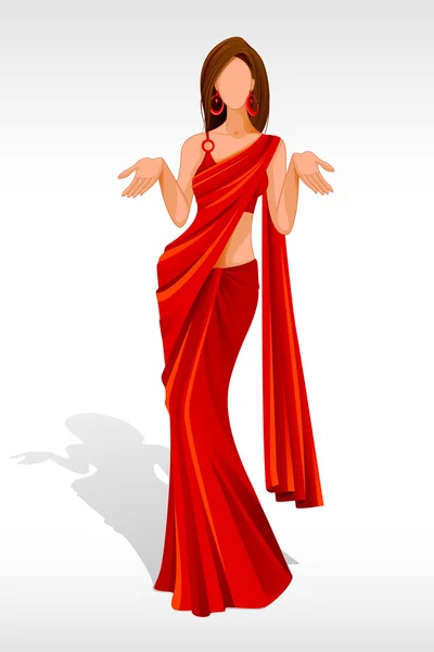 Lady in Saree — Stock Vector