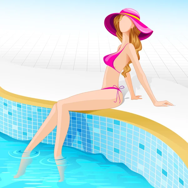 Lady in Swimming Pool — Stock Vector