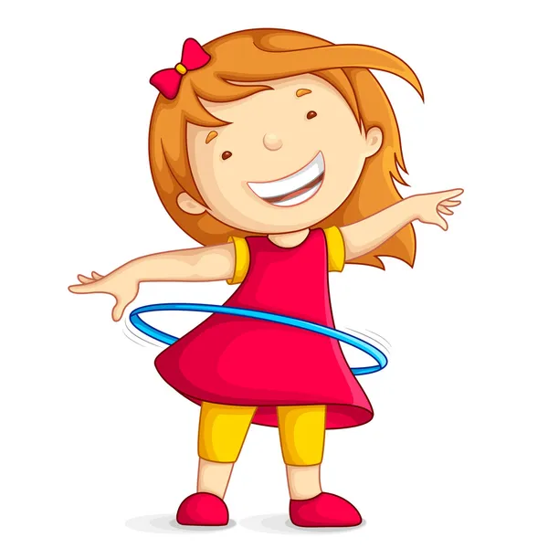 Κορίτσι που παίζει με χούλα χουπ — Διανυσματικό Αρχείο