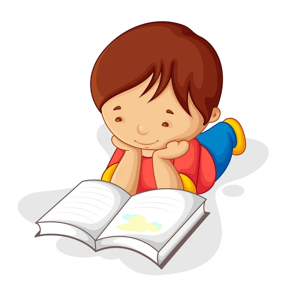 Çocuk kitap okuyor. — Stok Vektör
