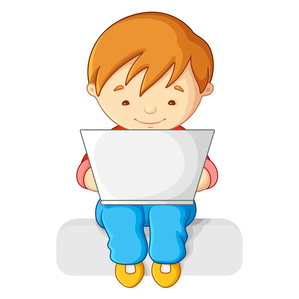 Boy working on Notebook — Stock Vector