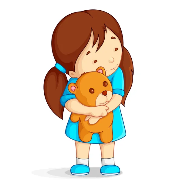Baby Girl with Teddy Bear — Stock Vector