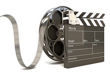 Clap Board with Film Reel clipart