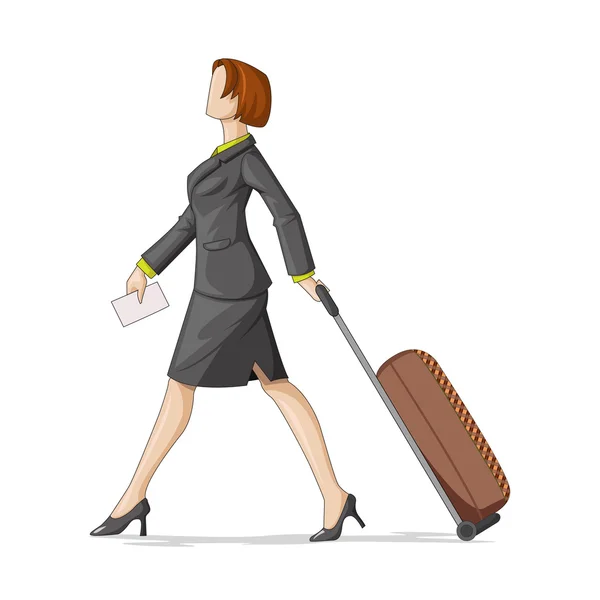 Femme d'affaires avec sac de voyage — Image vectorielle
