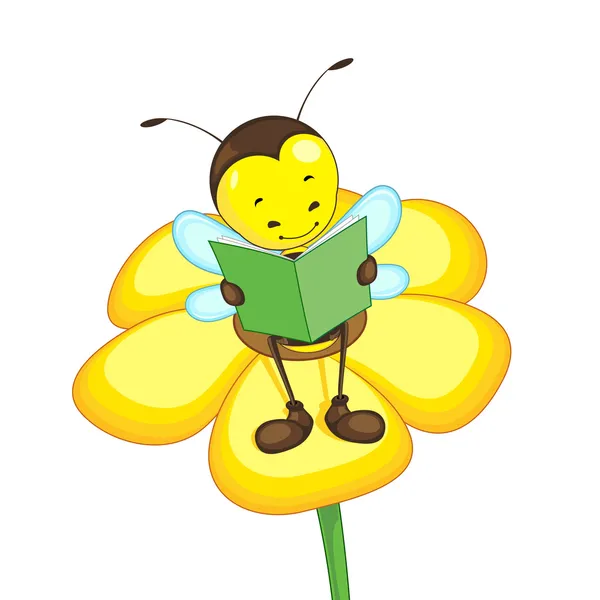 Leitura de abelhas na flor —  Vetores de Stock