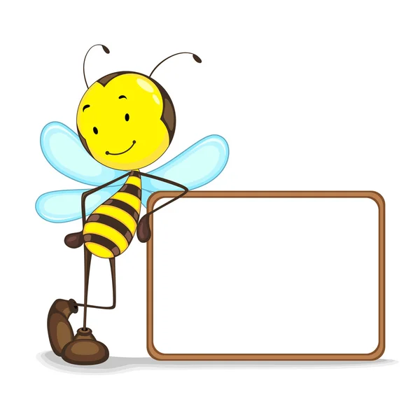 Bee met leeg bord — Stockvector