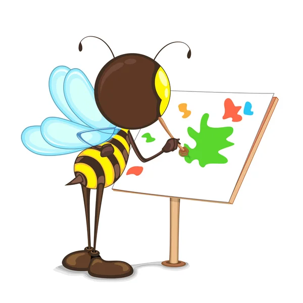 Pintura de abelha no cavalete —  Vetores de Stock