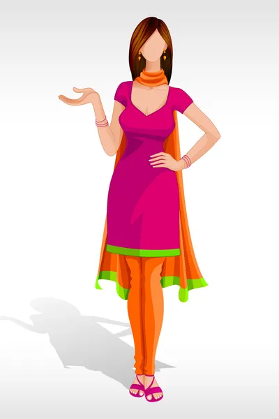 Dame en costume de Salwar — Image vectorielle