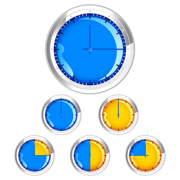 Reloj mostrando diferente hora — Vector de stock