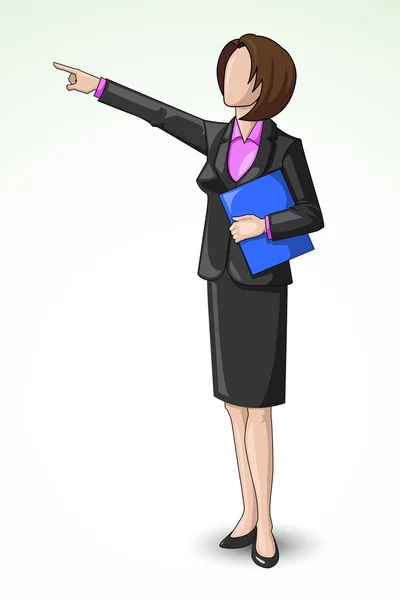 Business Lady pointing upward — Stock Vector