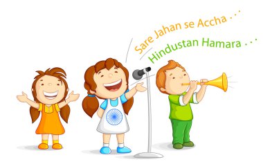 Kid singing Indian Song clipart