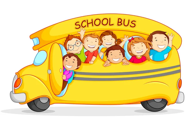 Enfants en autobus scolaire — Image vectorielle