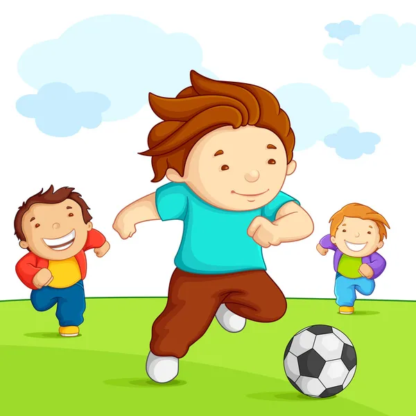 子供たちのサッカーを演奏 — ストックベクタ