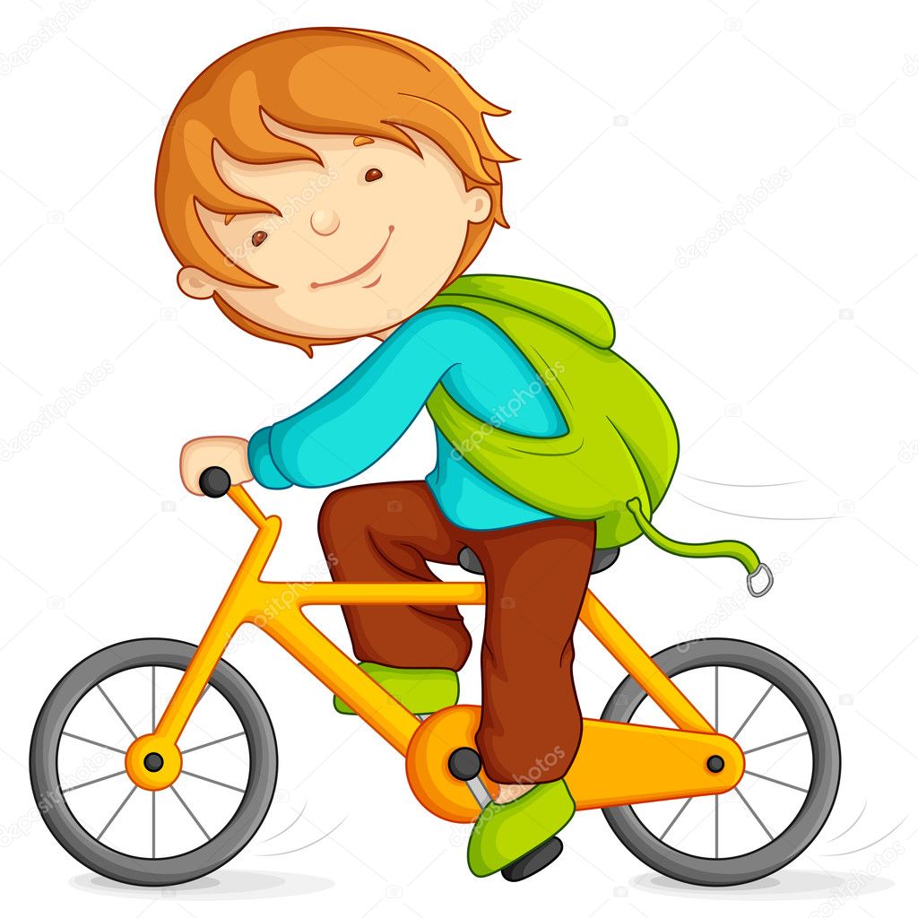Мальчик на велосипеде на белом фоне