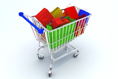 Courful bags in shopping cart clipart