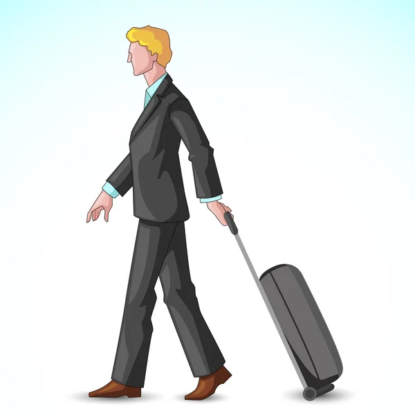 Geschäftsmann zieht Reisetasche — Stockvektor