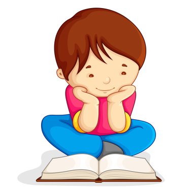 Boy reading Open Book clipart